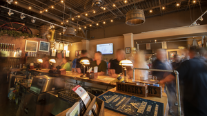 photo of taproom busy filled with people cherry street brewing vickery village cumming georgia